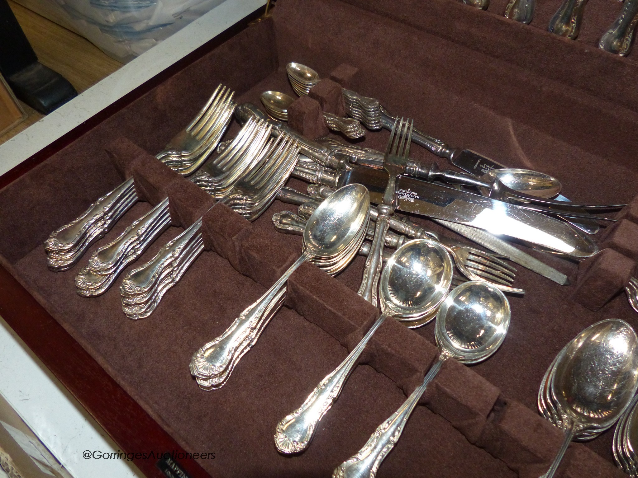 A Mappin & Webb canteen of plated flatware